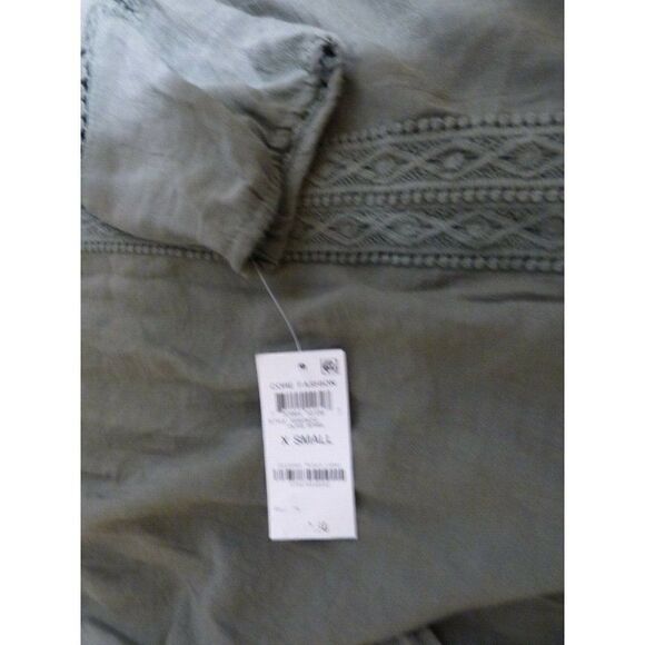 Style & Co Lace-Yoke Handkerchief-Hem Top, Olive Spring, XS - Picture 7 of 7